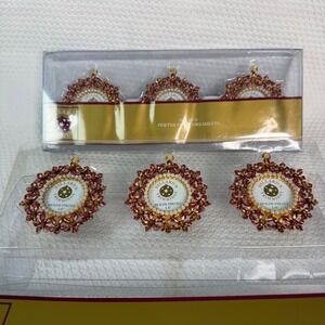 Dillards Trimmings Christmas Pewter Gold Tone 6 Pk Floral Photo Frame Ornaments